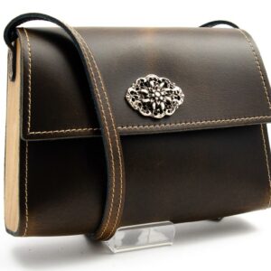 "Laura" - Ledertasche mit Holz (die Elegante)