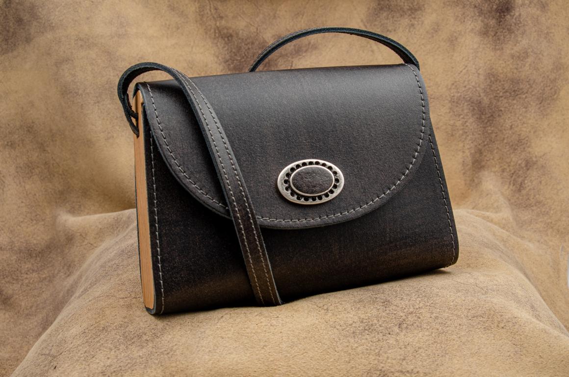"Luise" - Ledertasche mit Holz – Bild 7